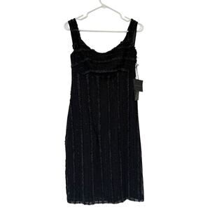 NWT Robin Jordan Black Sequin Metallic Mini Dress Club Formal Sleeveless Size 2